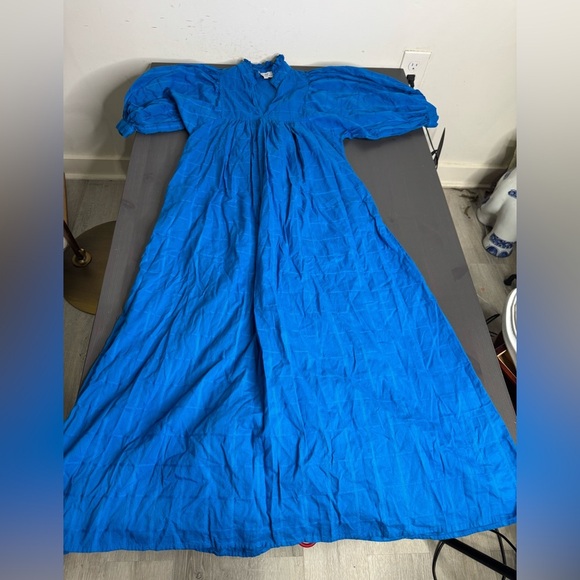 Never a Wallflower High Neck Midi Blue Check Dress - Picture 3 of 7